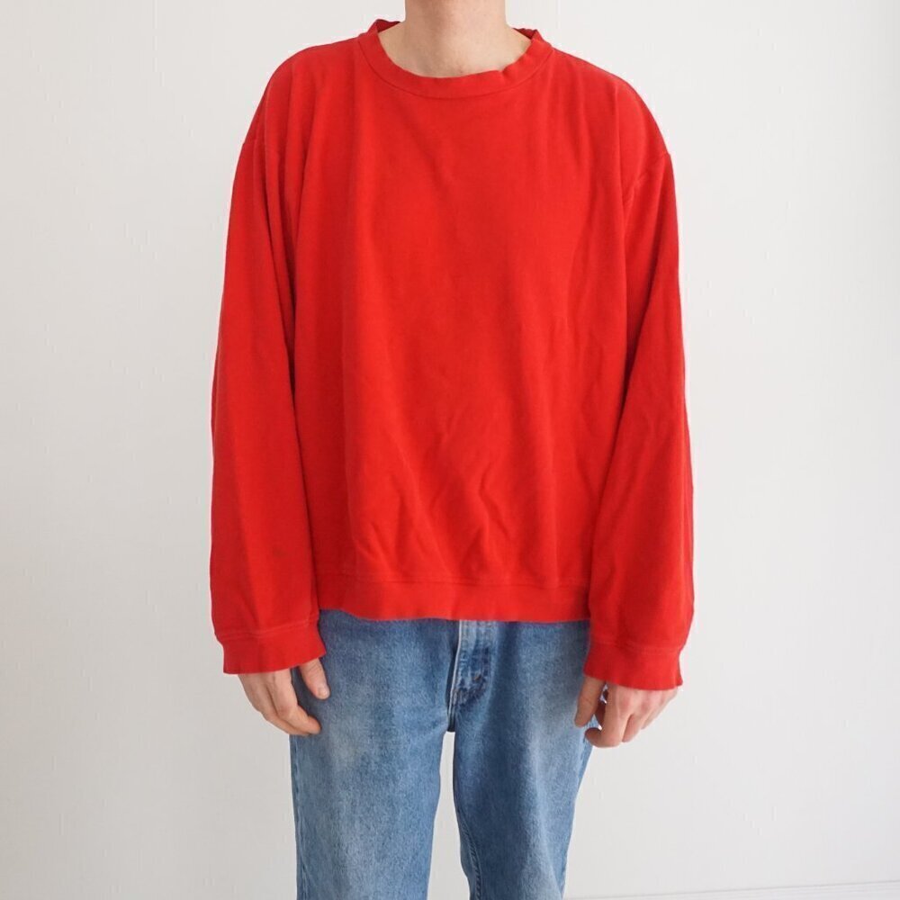 Vintage Athletic Works Red 100% Cotton Long Sleeve Lightweight Sweater Large